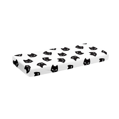 Black And White Cat Pattern Print Piano Keyboard Cover