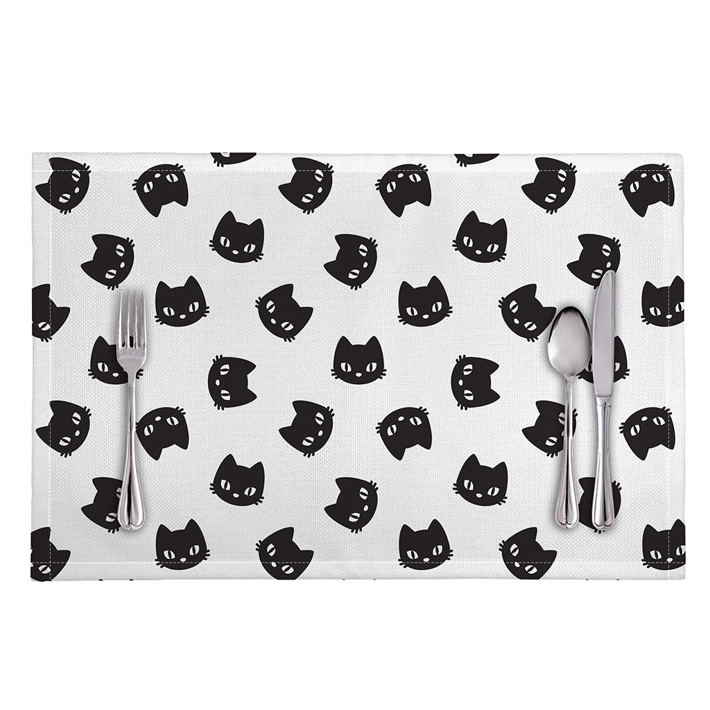 Black And White Cat Pattern Print Placemat