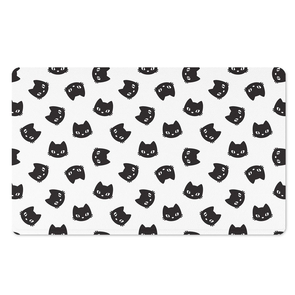 Black And White Cat Pattern Print Polyester Doormat
