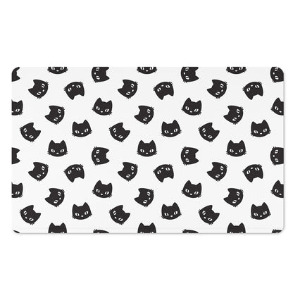 Black And White Cat Pattern Print Polyester Doormat