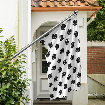 Black And White Cat Pattern Print Polyester Flag