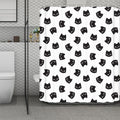 Black And White Cat Pattern Print Polyester Shower Curtain