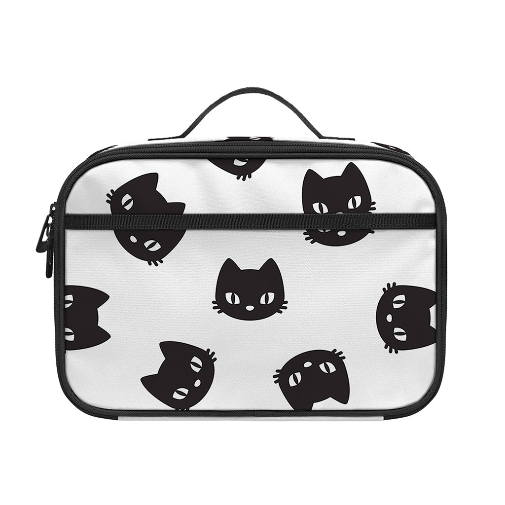 Black And White Cat Pattern Print Portable Lunch Bag
