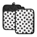Black And White Cat Pattern Print Pot Holders With Pocket