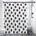 Black And White Cat Pattern Print Premium Shower Curtain