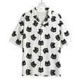 Black And White Cat Pattern Print Rayon Hawaiian Shirt