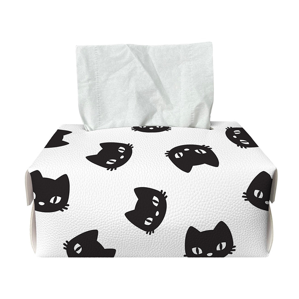 Black And White Cat Pattern Print Rectangle Tissue Box Cover