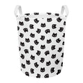 Black And White Cat Pattern Print Round Laundry Basket