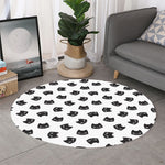 Black And White Cat Pattern Print Round Rug