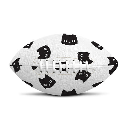 Black And White Cat Pattern Print Rugby Ball