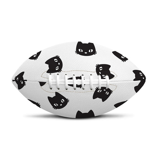 Black And White Cat Pattern Print Rugby Ball