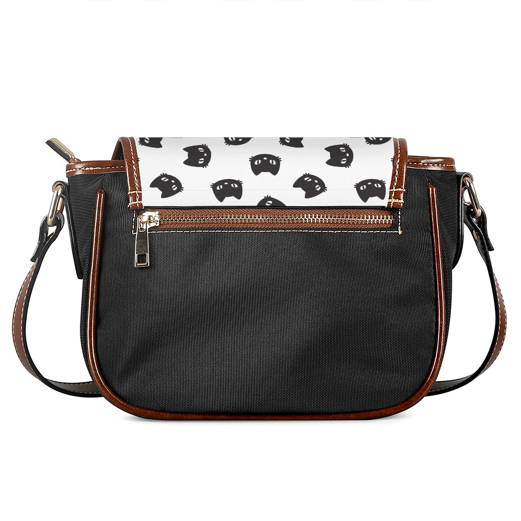 Black And White Cat Pattern Print Saddle Bag
