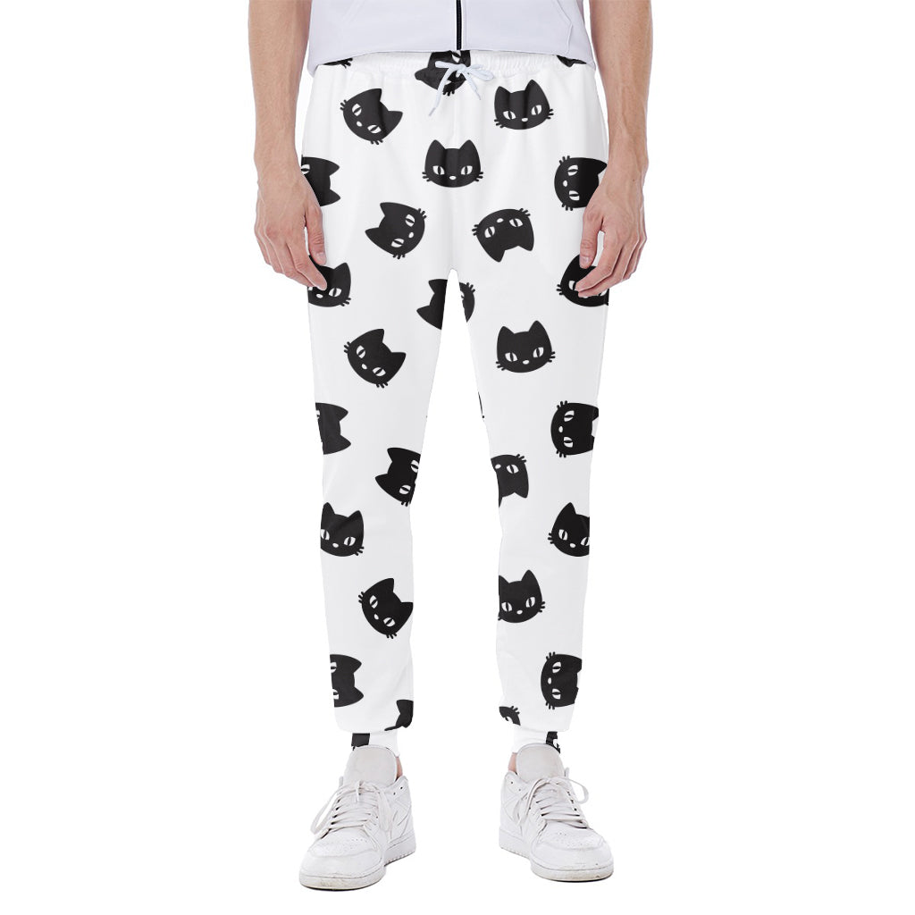 Black And White Cat Pattern Print Scuba Joggers
