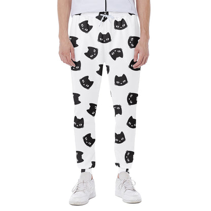 Black And White Cat Pattern Print Scuba Joggers