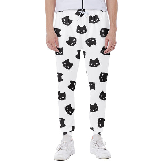 Black And White Cat Pattern Print Scuba Joggers