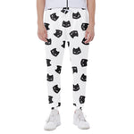 Black And White Cat Pattern Print Scuba Joggers