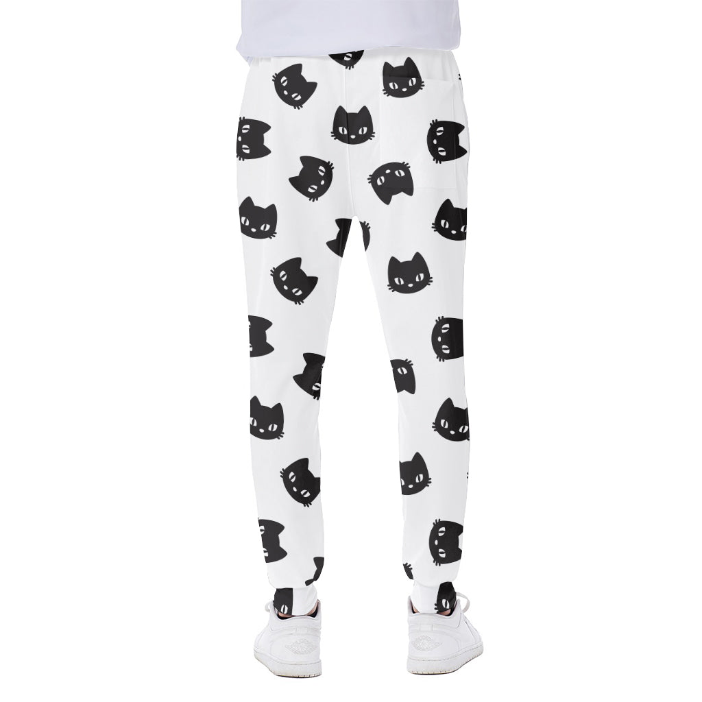 Black And White Cat Pattern Print Scuba Joggers