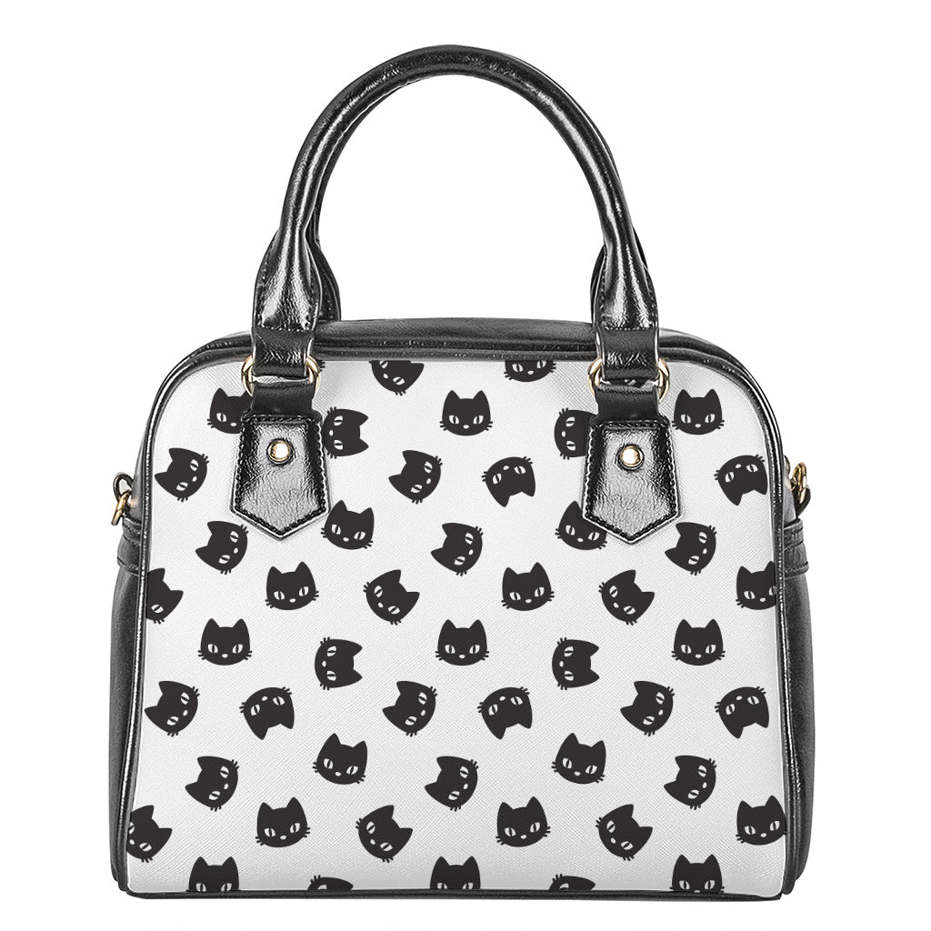 Black And White Cat Pattern Print Shoulder Handbag