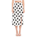 Black And White Cat Pattern Print Side Slit Midi Skirt