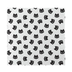 Black And White Cat Pattern Print Silk Bandana