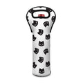 Black And White Cat Pattern Print Single Neoprene Wine Tote