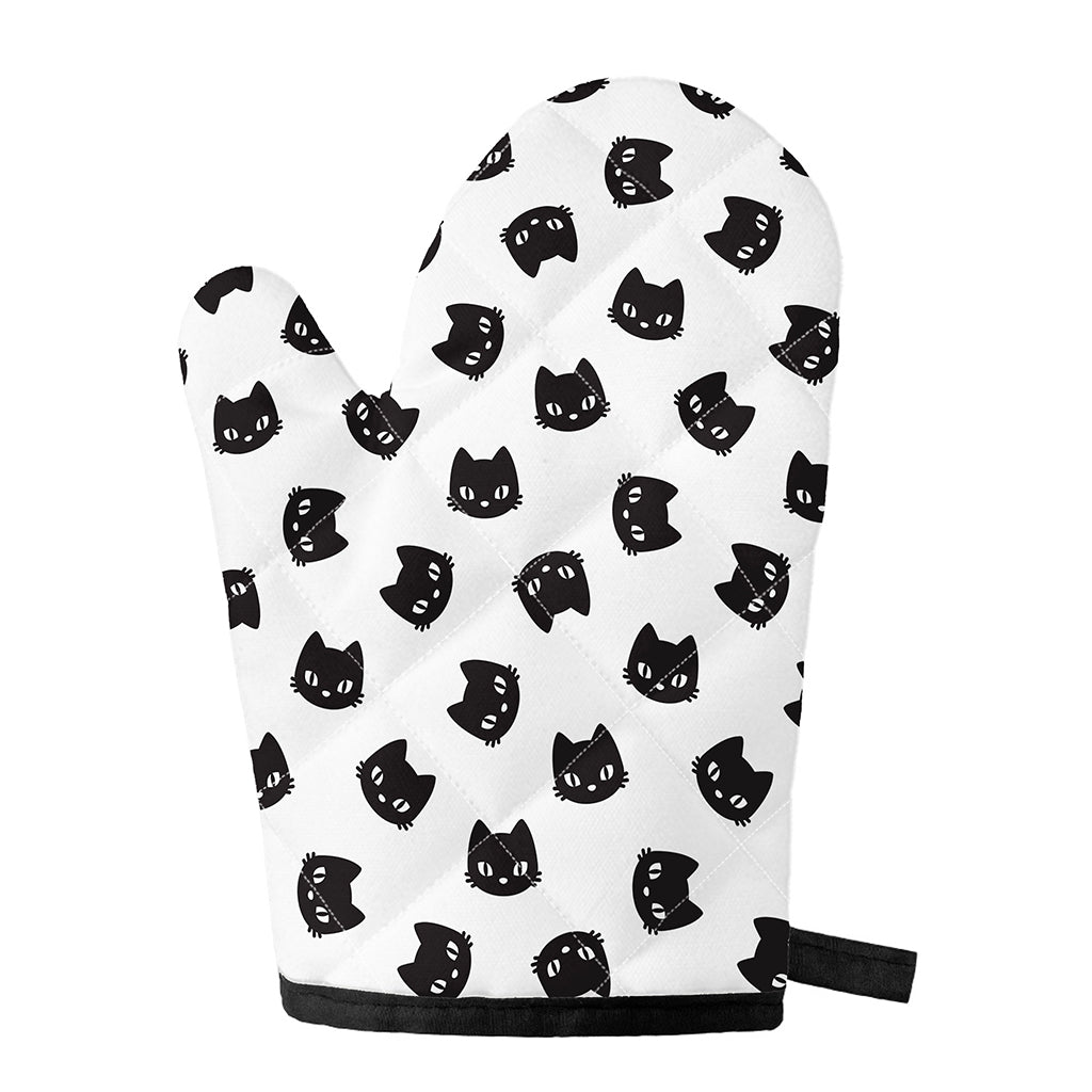Black And White Cat Pattern Print Single Oven Mitt