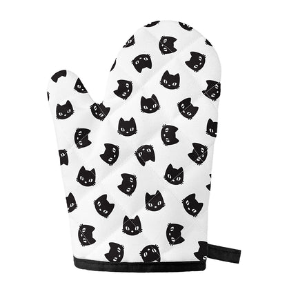 Black And White Cat Pattern Print Single Oven Mitt