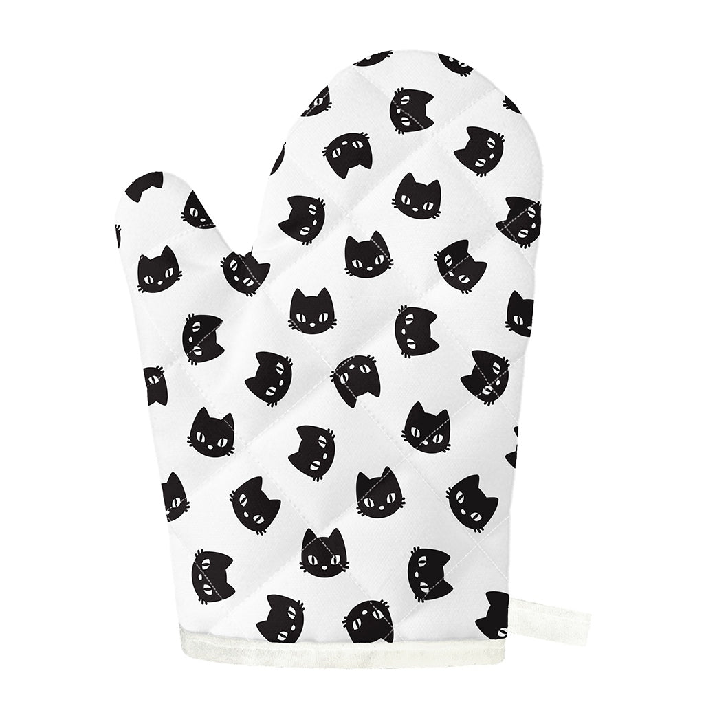 Black And White Cat Pattern Print Single Oven Mitt