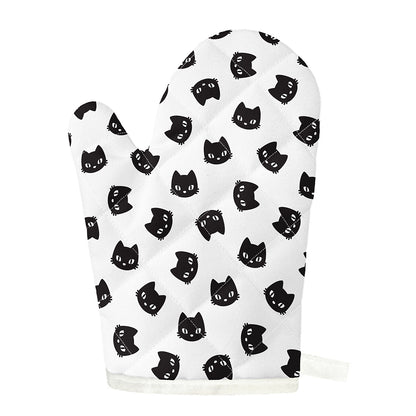 Black And White Cat Pattern Print Single Oven Mitt