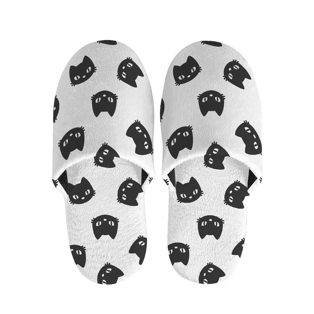 Black And White Cat Pattern Print Slippers