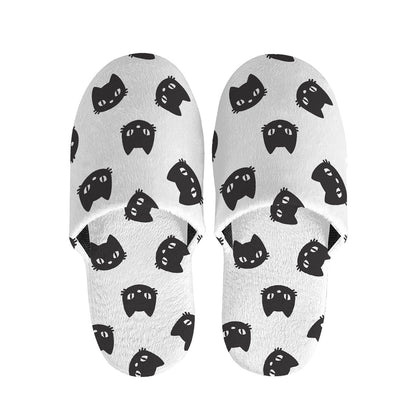 Black And White Cat Pattern Print Slippers