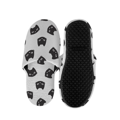 Black And White Cat Pattern Print Slippers