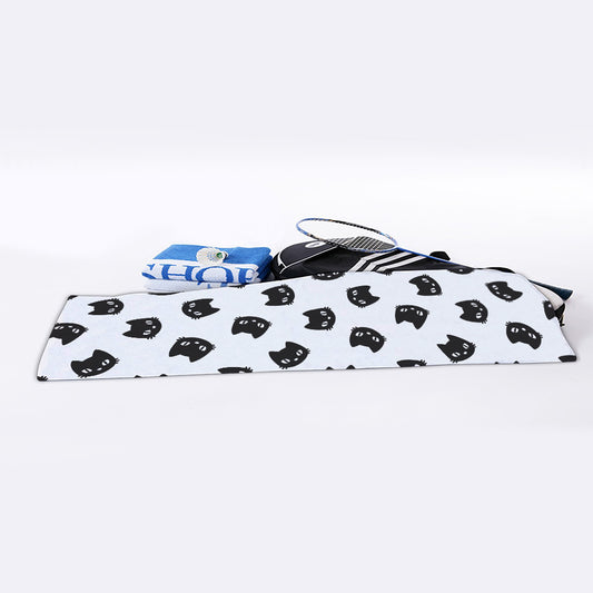 Black And White Cat Pattern Print Sports Towel