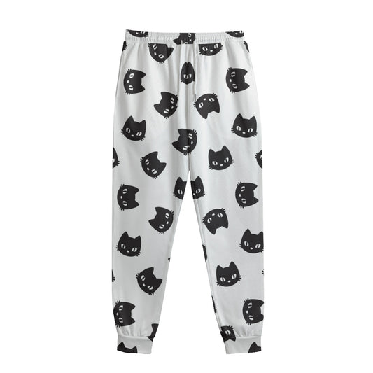 Black And White Cat Pattern Print Sweatpants