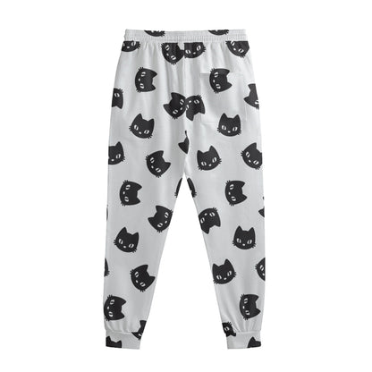 Black And White Cat Pattern Print Sweatpants