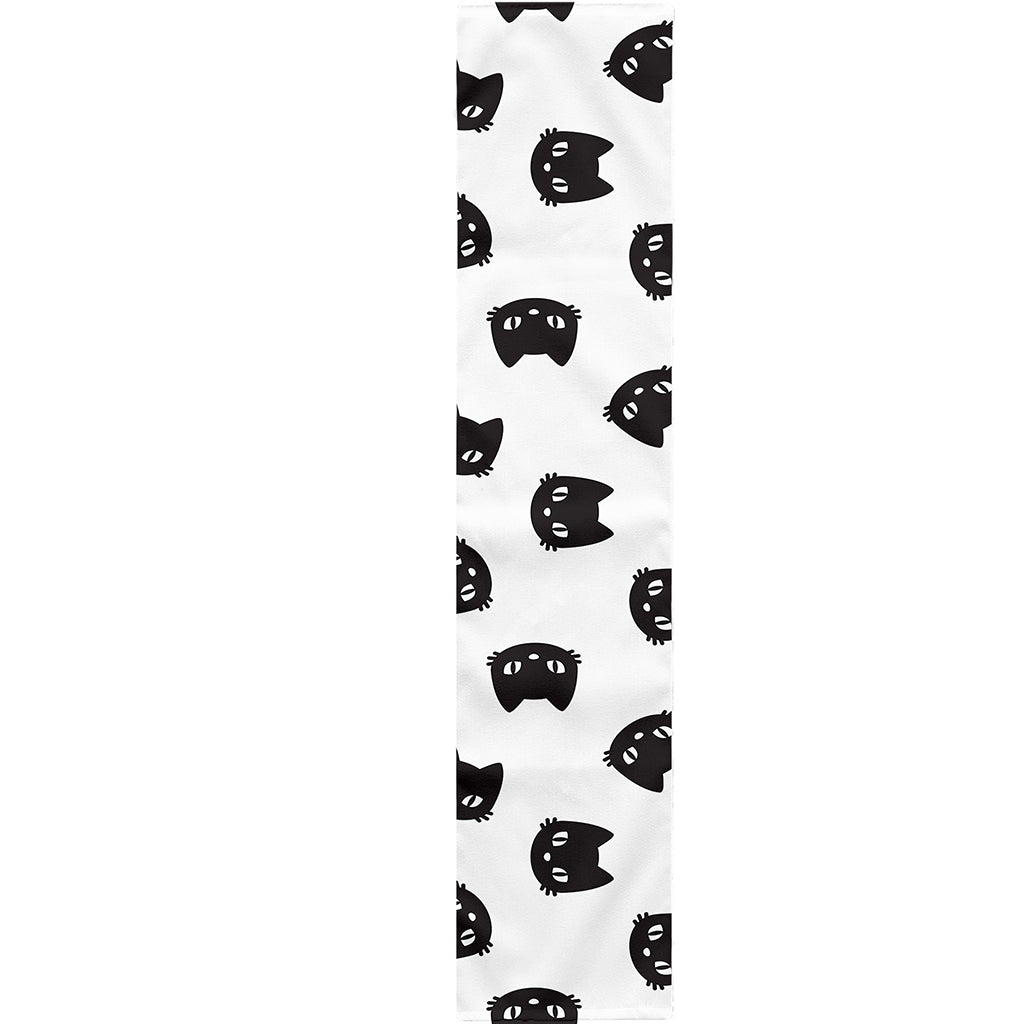 Black And White Cat Pattern Print Table Runner