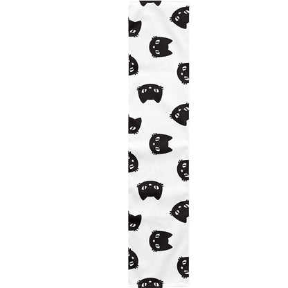 Black And White Cat Pattern Print Table Runner