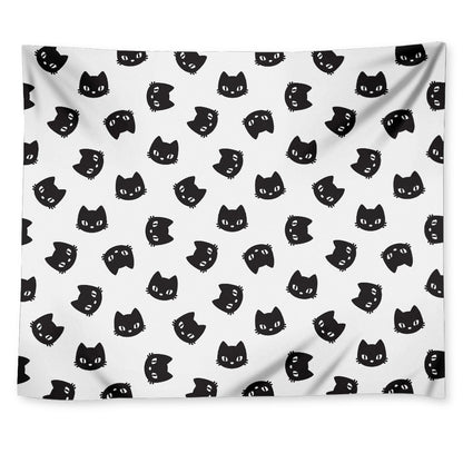 Black And White Cat Pattern Print Tapestry