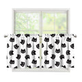 Black And White Cat Pattern Print Tier Curtains