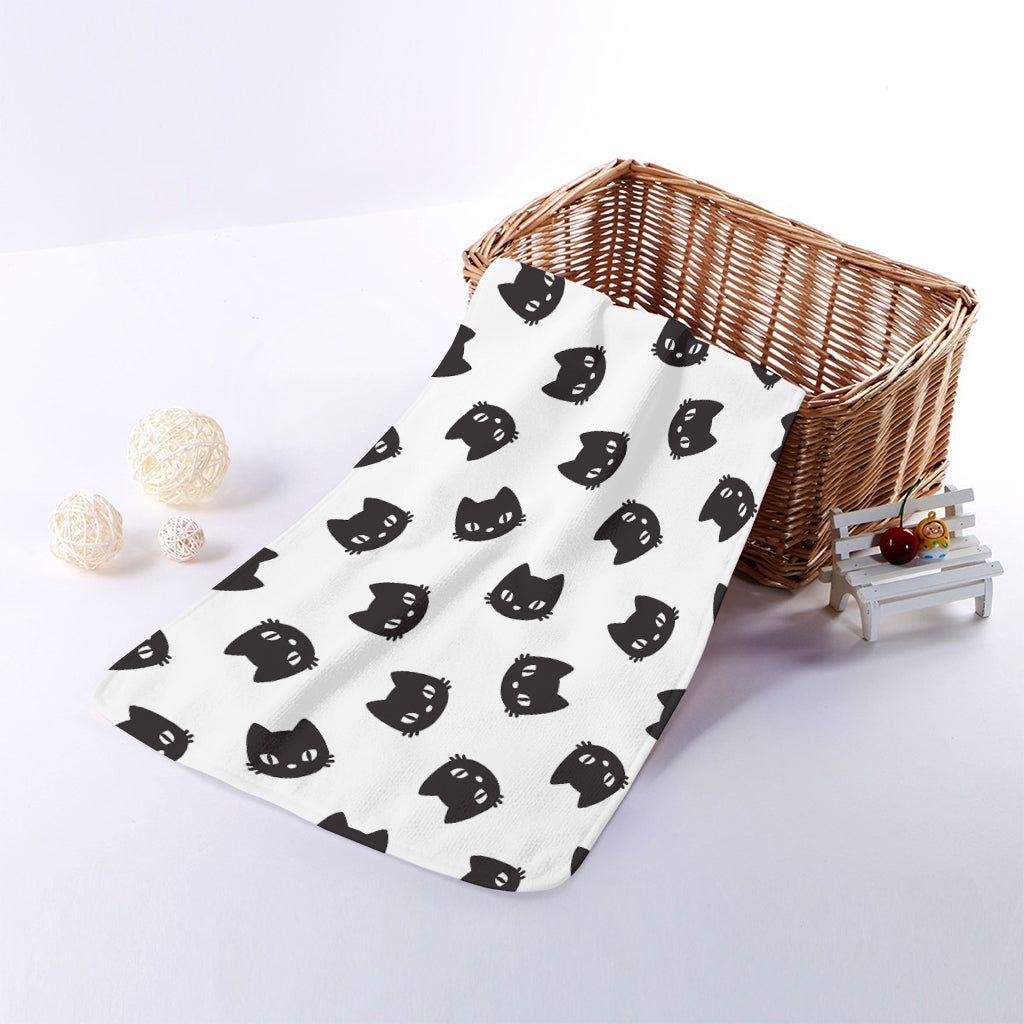 Black And White Cat Pattern Print Towel
