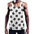 Black And White Cat Pattern Print Men's Workout Tank Top