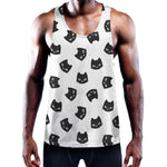 Black And White Cat Pattern Print Training Tank Top