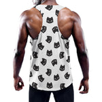 Black And White Cat Pattern Print Training Tank Top