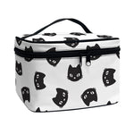 Black And White Cat Pattern Print Travel Makeup Bag