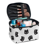 Black And White Cat Pattern Print Travel Makeup Bag