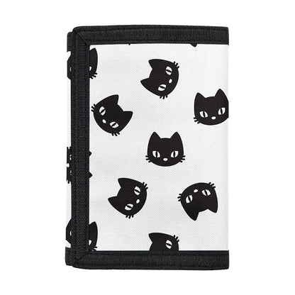 Black And White Cat Pattern Print Trifold Wallet
