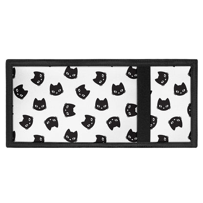 Black And White Cat Pattern Print Trifold Wallet