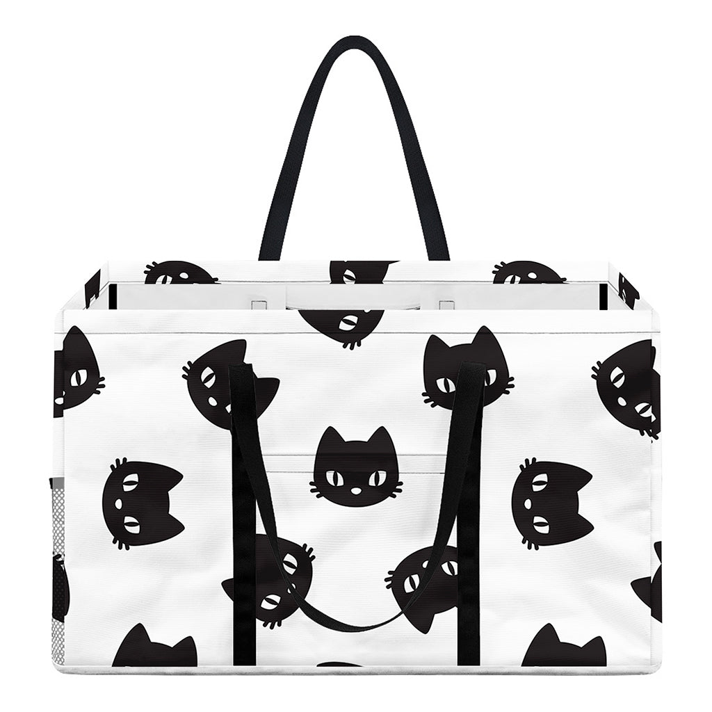 Black And White Cat Pattern Print Utility Tote Bag