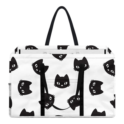 Black And White Cat Pattern Print Utility Tote Bag