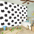Black And White Cat Pattern Print Wall Sticker